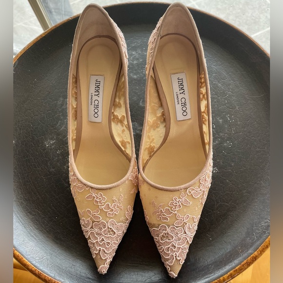 🌸HP🌸Jimmy Choo Love Ballet Blush Lace Pumps - Picture 6 of 13